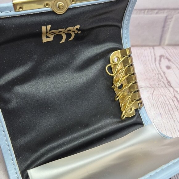 VTG Leggs Womens Wallet Light Blue Bird Motiff Photo Insert Snap Closure Pouches - Picture 3 of 5